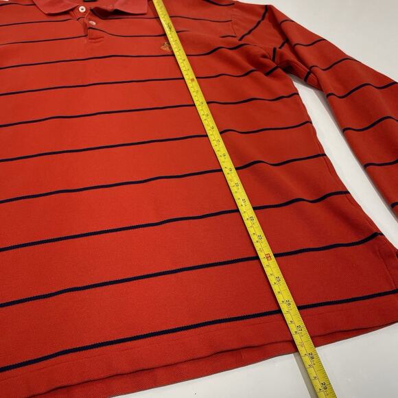 1990’s VTG Polo Ralph Lauren Rugby Style Striped 1/4 Button Polo Shirt Orange - Picture 4 of 7